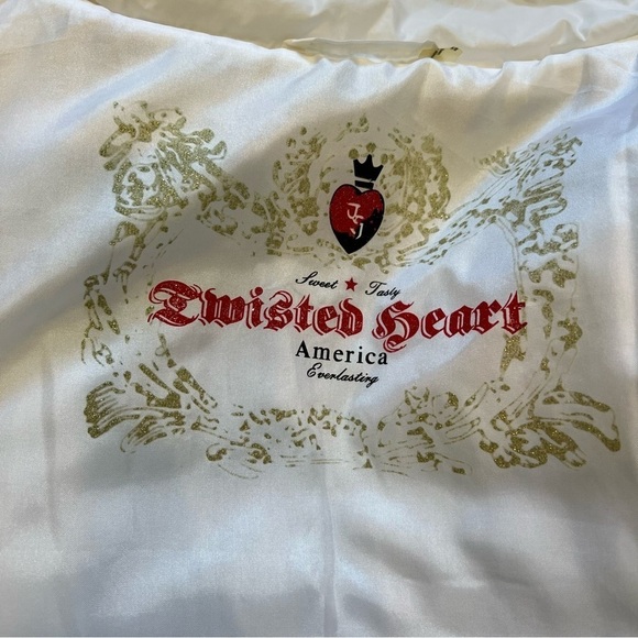 Twisted Heart Vintage White Mid Length Full Zip Warm Puffer Jacket Coat Snow M - Picture 10 of 16